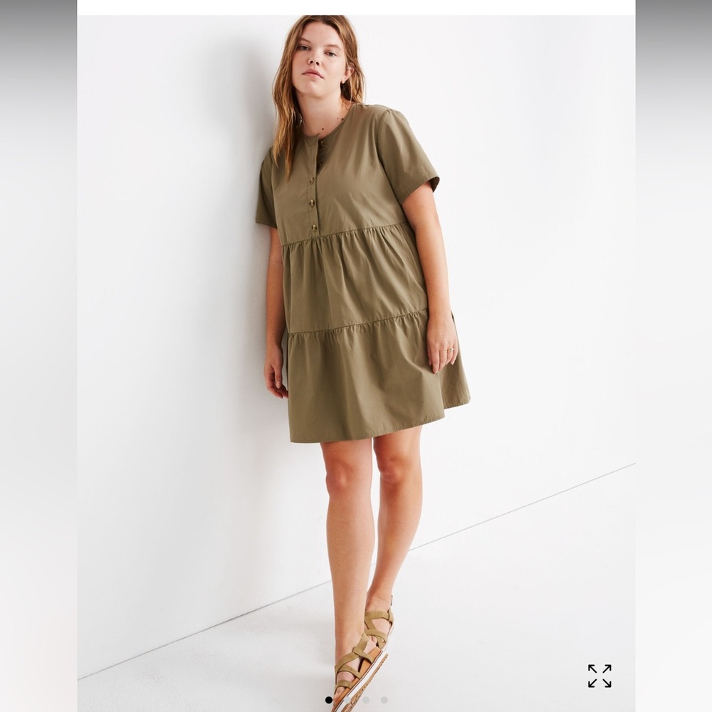 Madewell 100% cotton Boho olive green dress. Size Large
